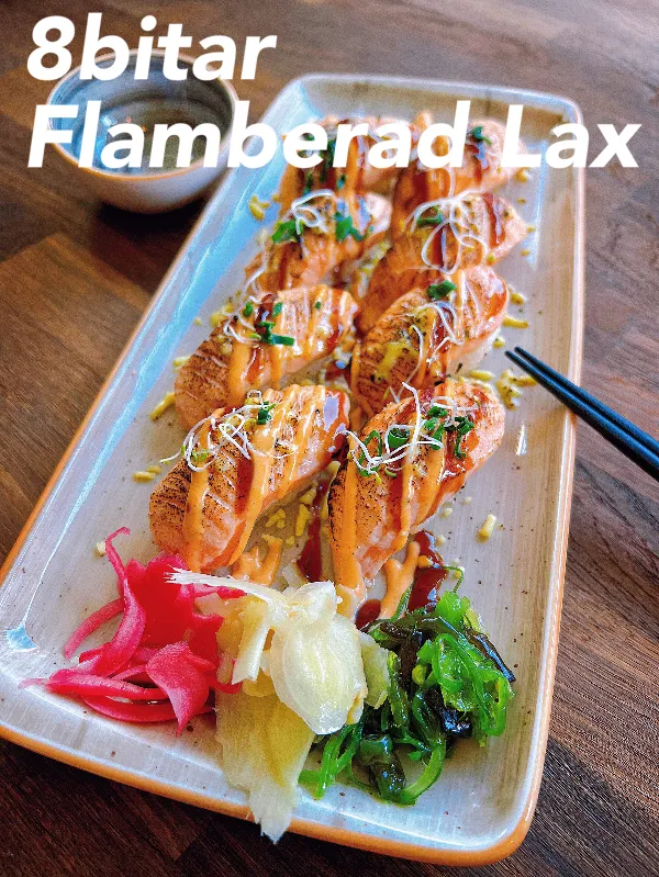 Flame-seared salmon nigiri